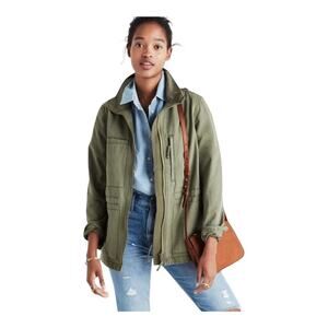 Madewell Fleet Jacket Women’s Green Military Field Zip Utility Cotton Pockets S